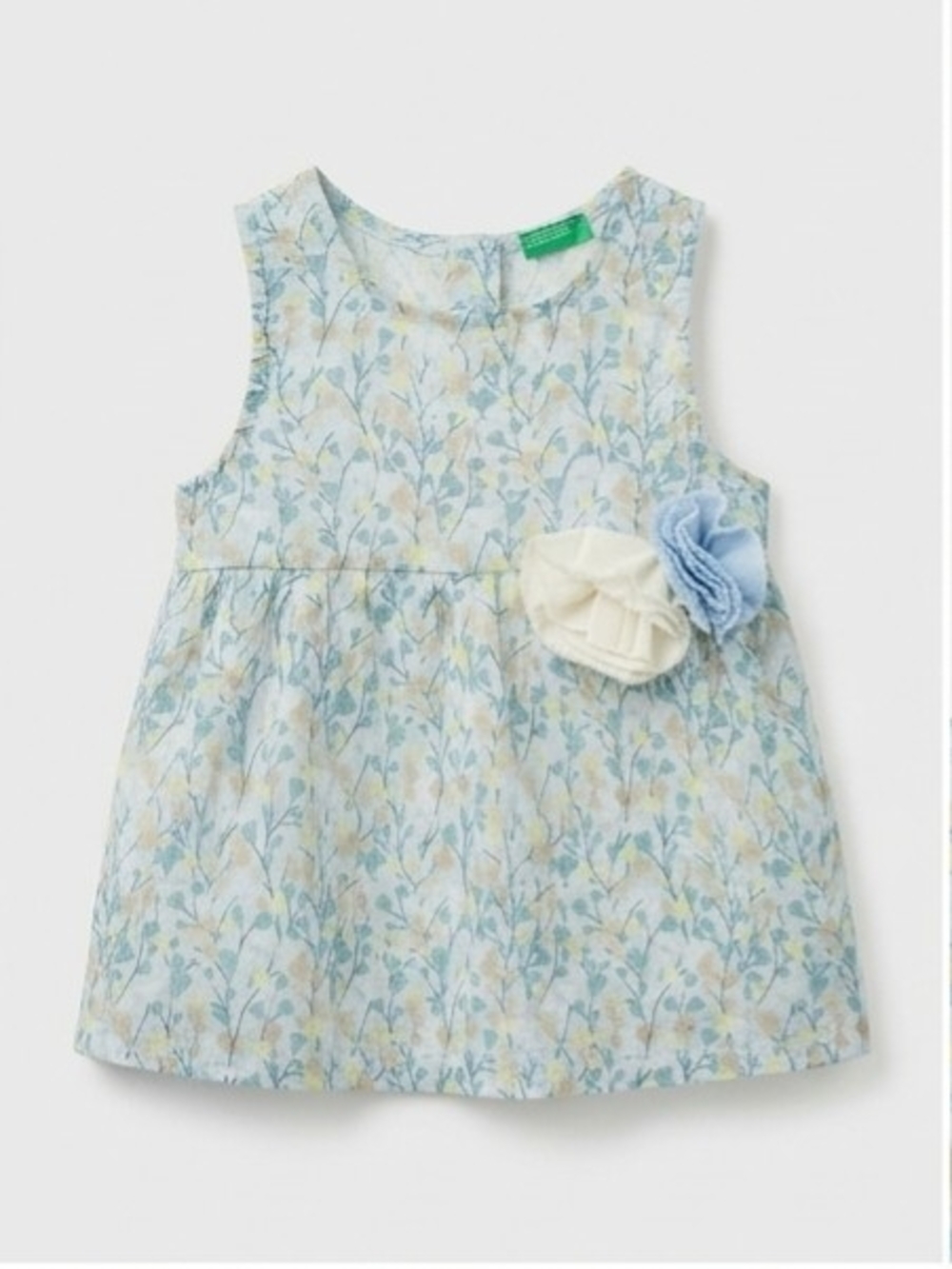 United Colors Of Benetton Light Blue Floral Dress with Cream & Blue Flower